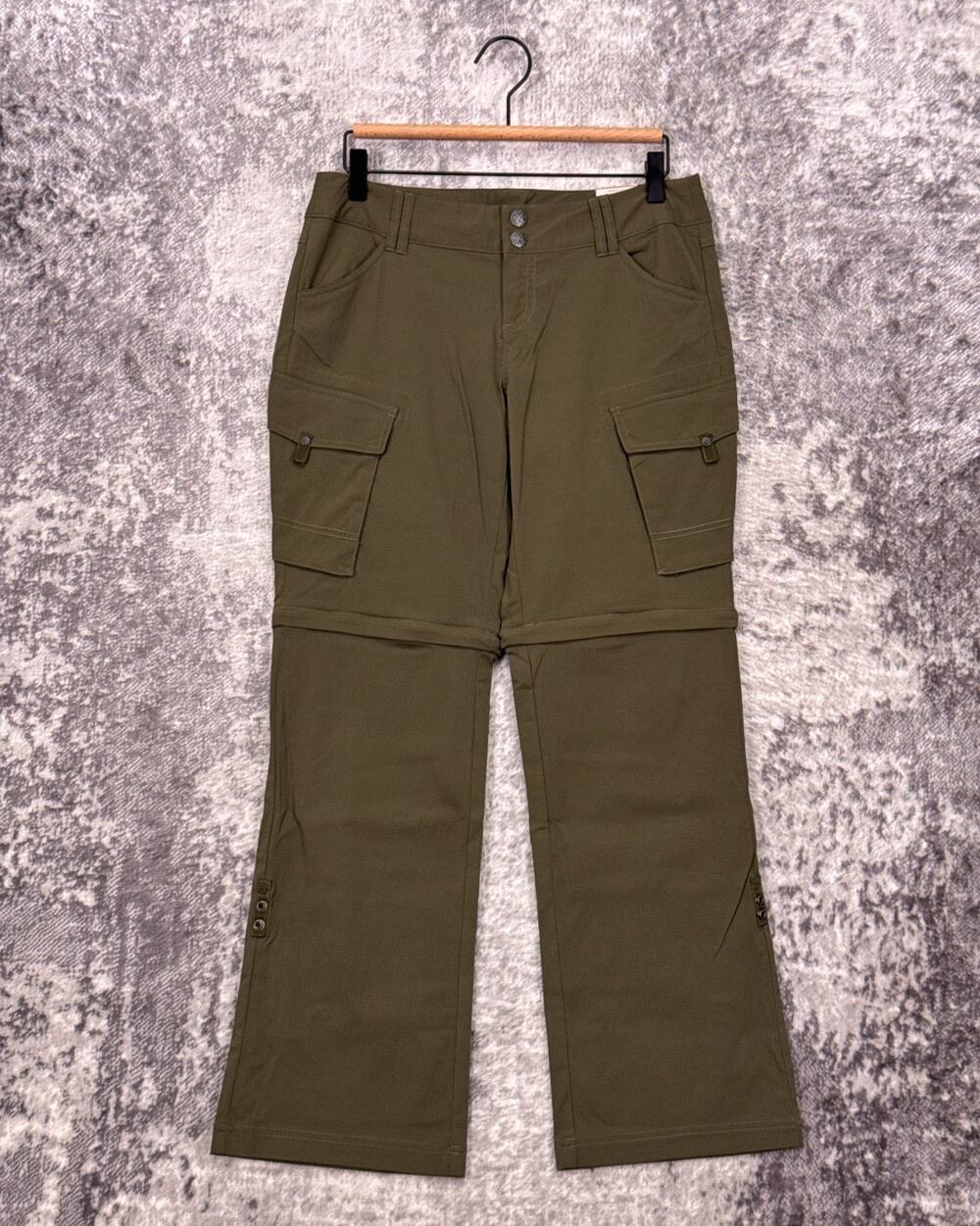 New Prana Pants 4 Womens Convertible Cargo Nylon Green MSRP $89